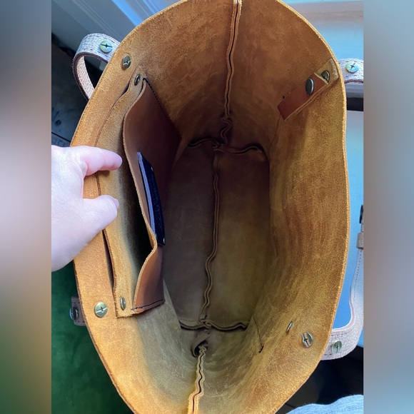 HONEY 🍯 Portland Leather Goods medium classic tote Grizzly handles Modified - Picture 3 of 6